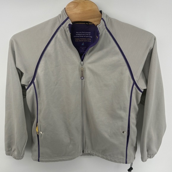Vintage Yahoo! 2005 Holiday Corporate Tech Track Jacket Grey Purple Mens Medium